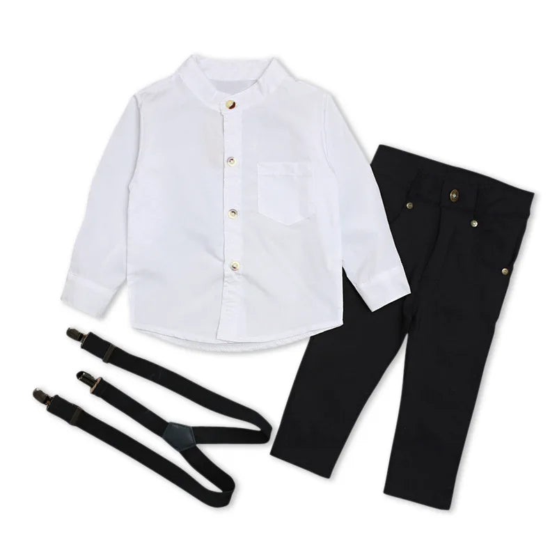 3 Piece Set - Jeans, White Button Down, and Suspenders