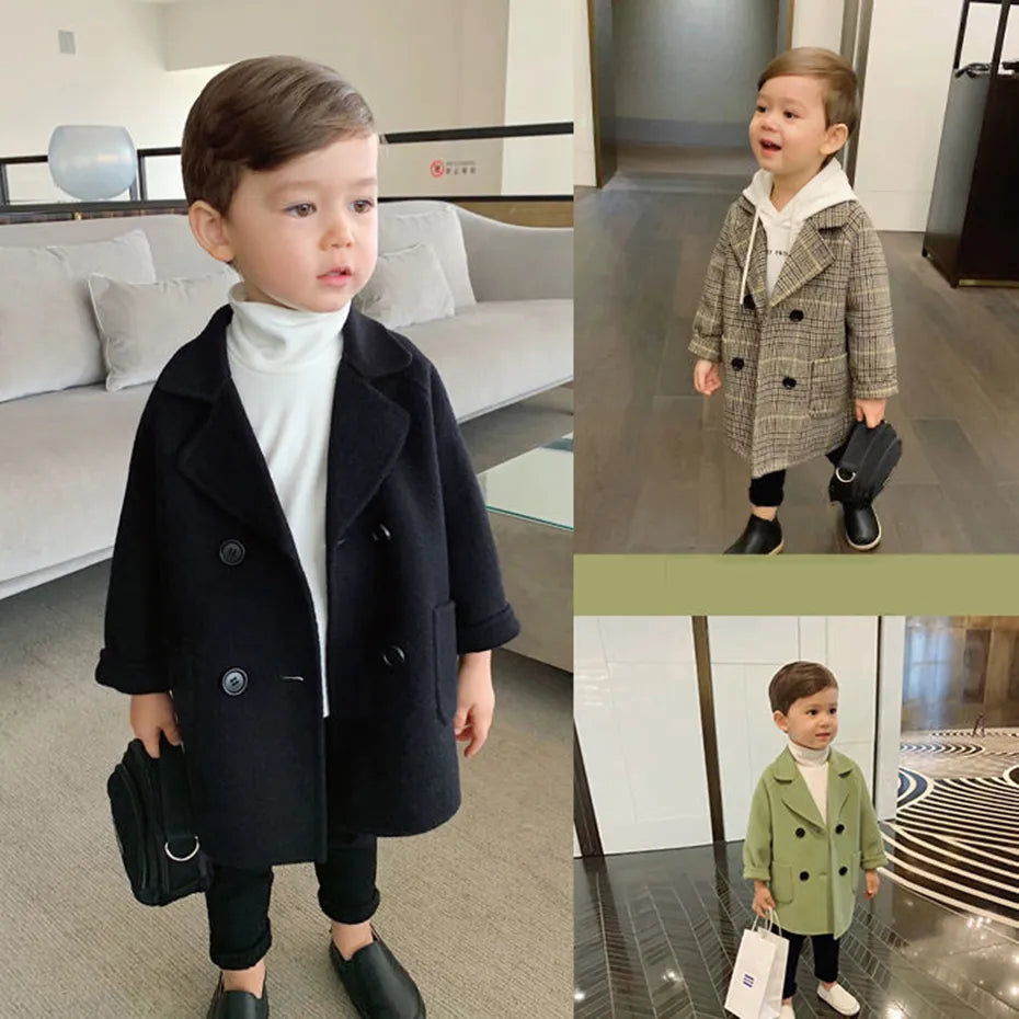 Boys Long Button Down Jacket