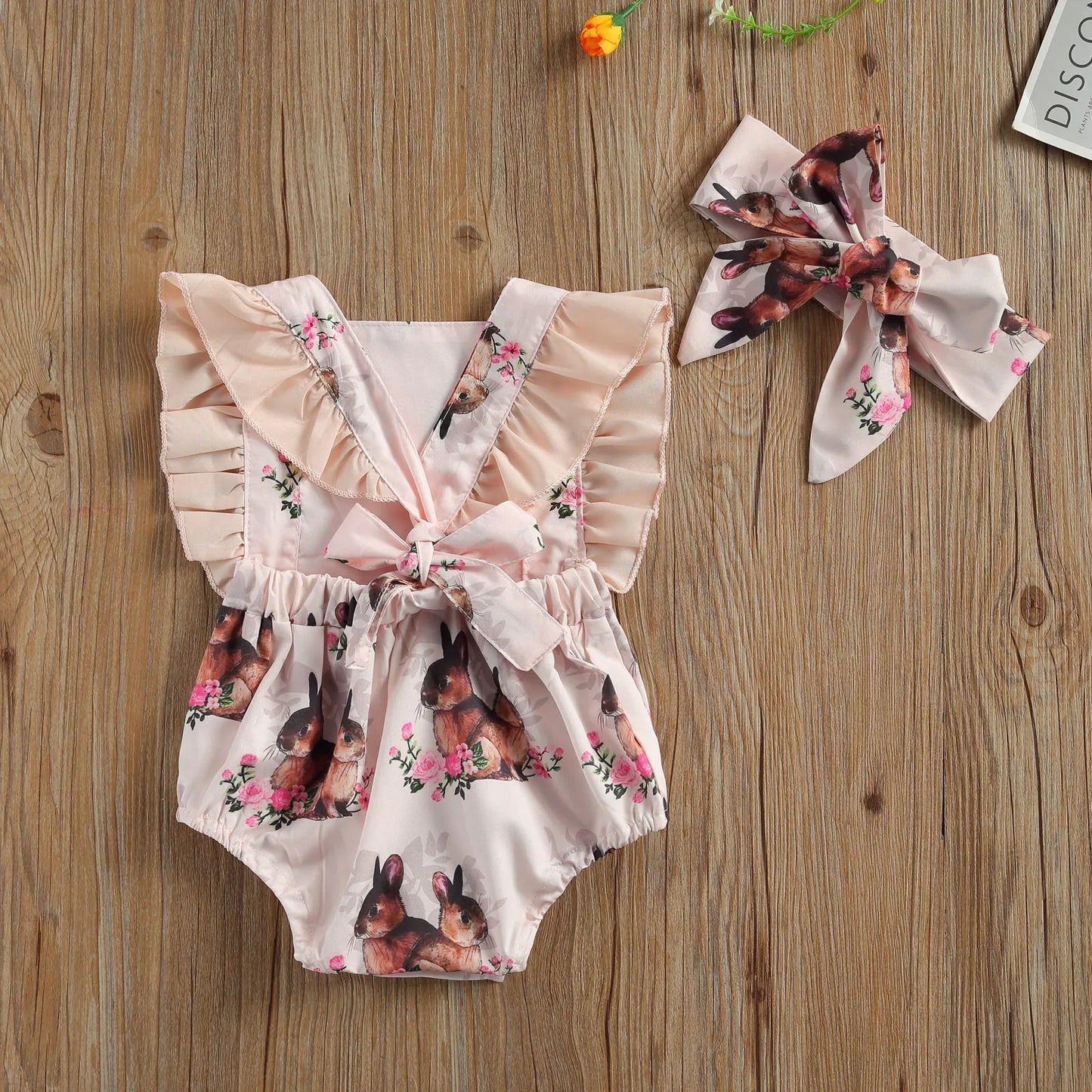 Rabbit Floral Print Romper