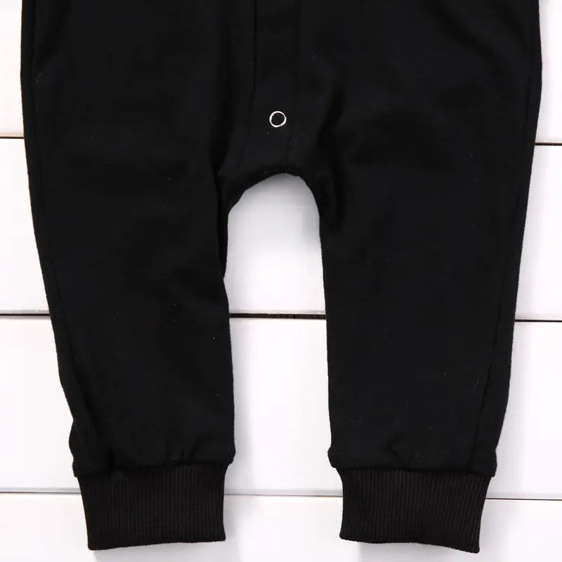 Black Hoodie Button Up Onesie