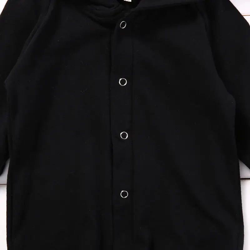 Black Hoodie Button Up Onesie