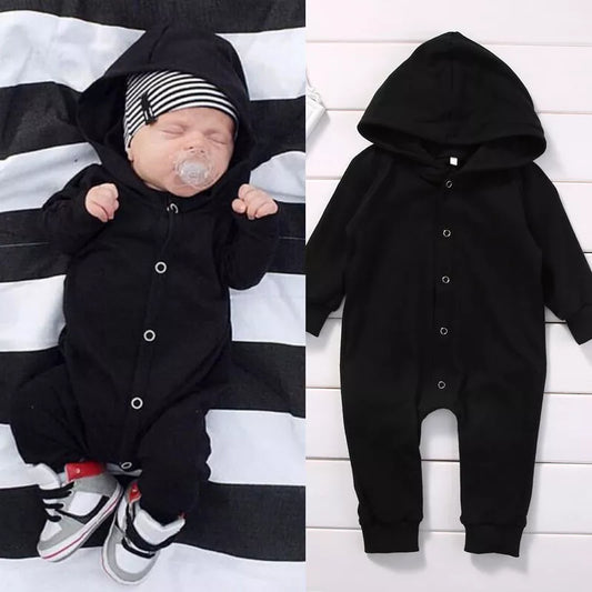 Black Hoodie Button Up Onesie