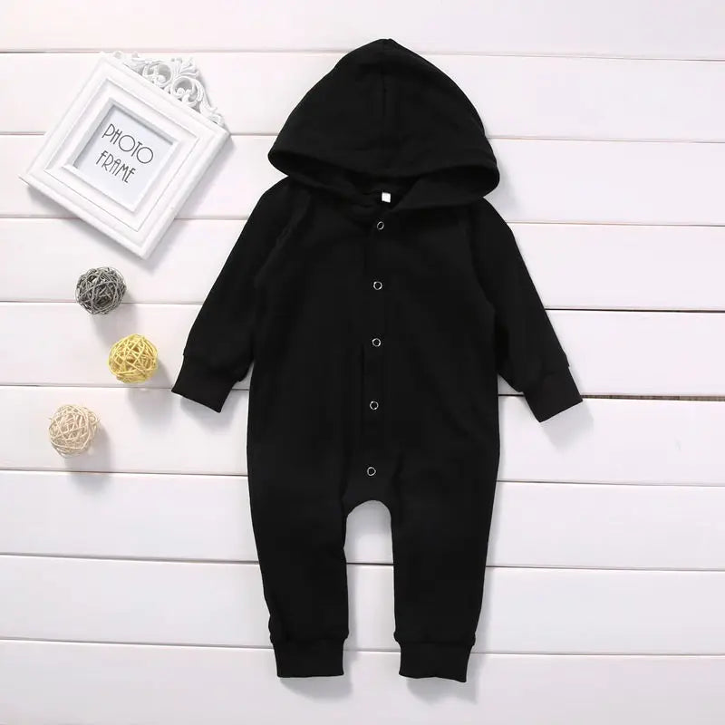 Black Hoodie Button Up Onesie