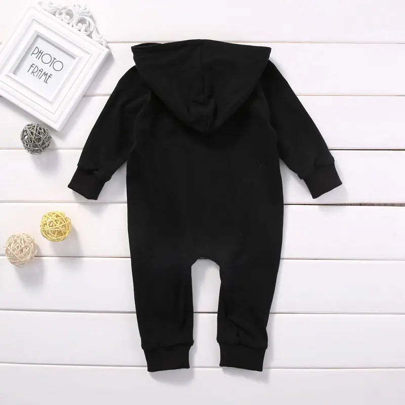 Black Hoodie Button Up Onesie