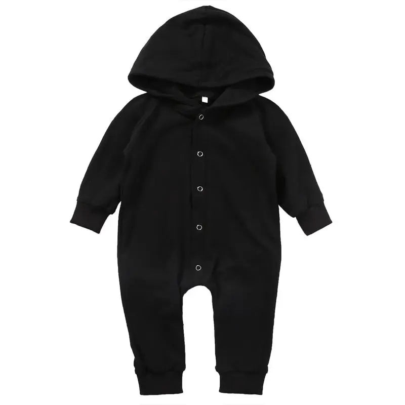 Black Hoodie Button Up Onesie