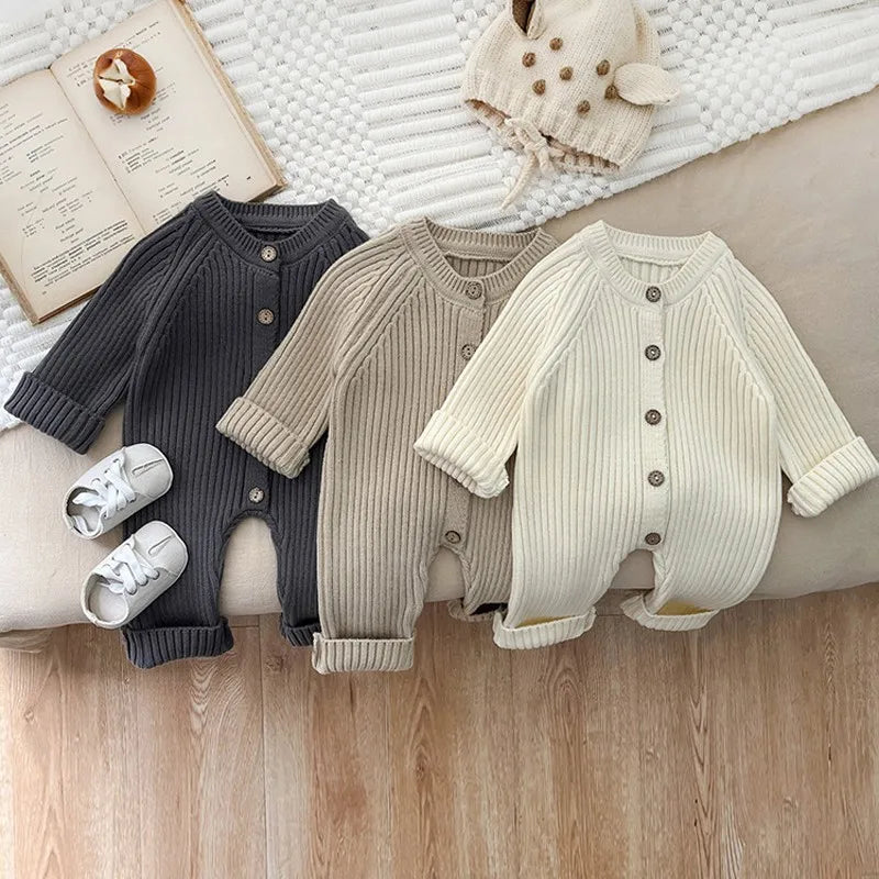 Knit Button Baby Romper