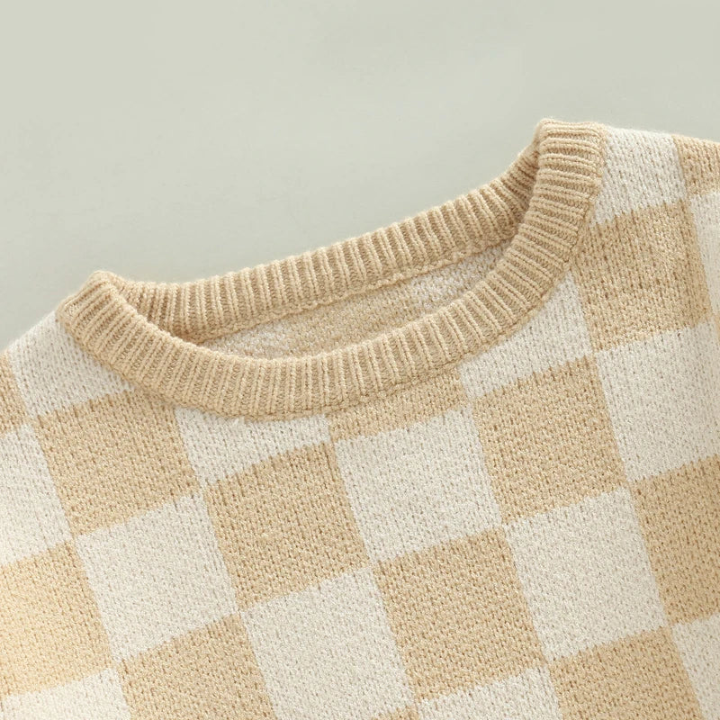 Tan Checkerboard Sweater