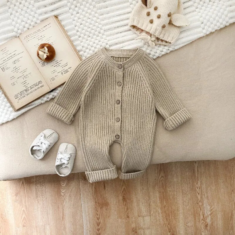 Knit Button Baby Romper