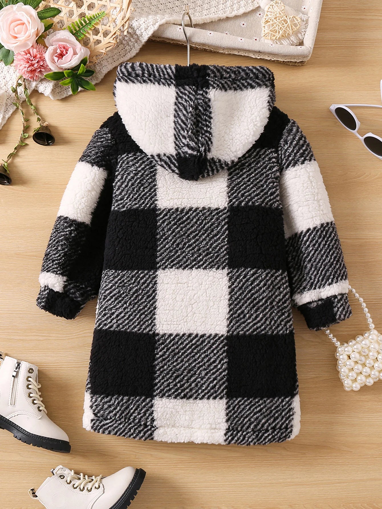 Black Plaid Winter Coat